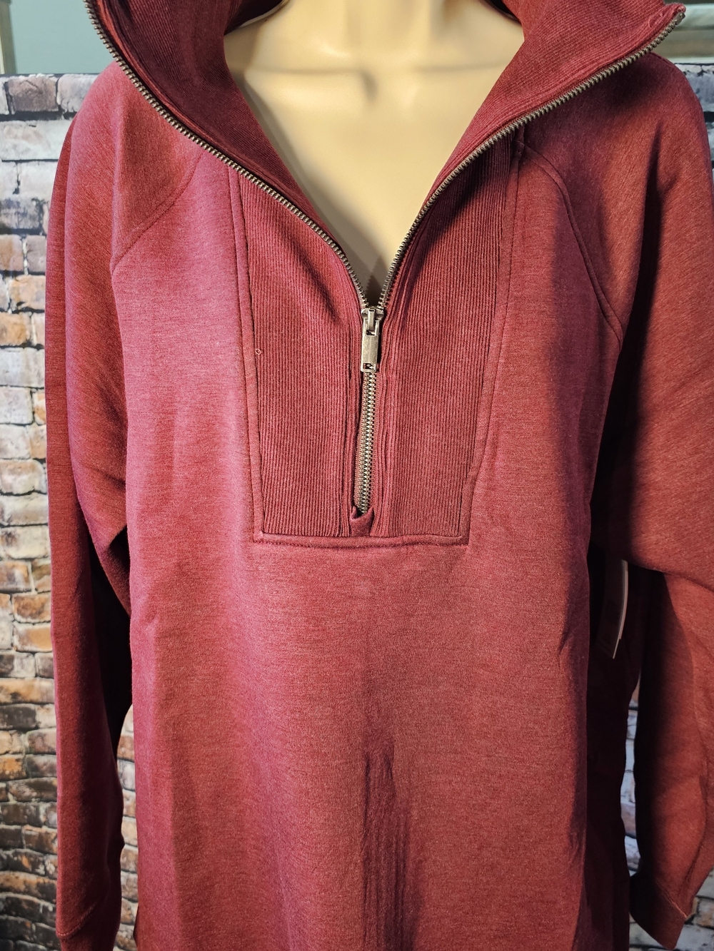 SPANX AirEssentials Brushed Half Zip Tunic Burgundy Berry XL NWT Ultra Soft Luxe